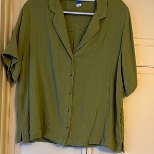 Old Navy Olive Button-Down Women's Shirt